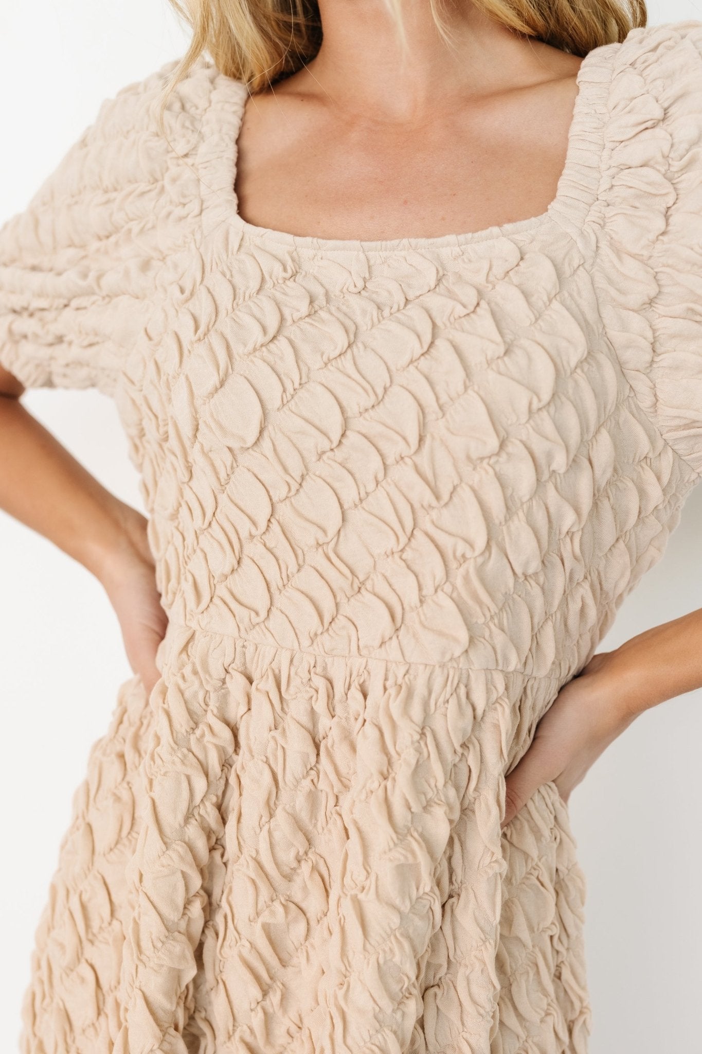 Keri Gathered Dress | Light Taupe - Baltic Born