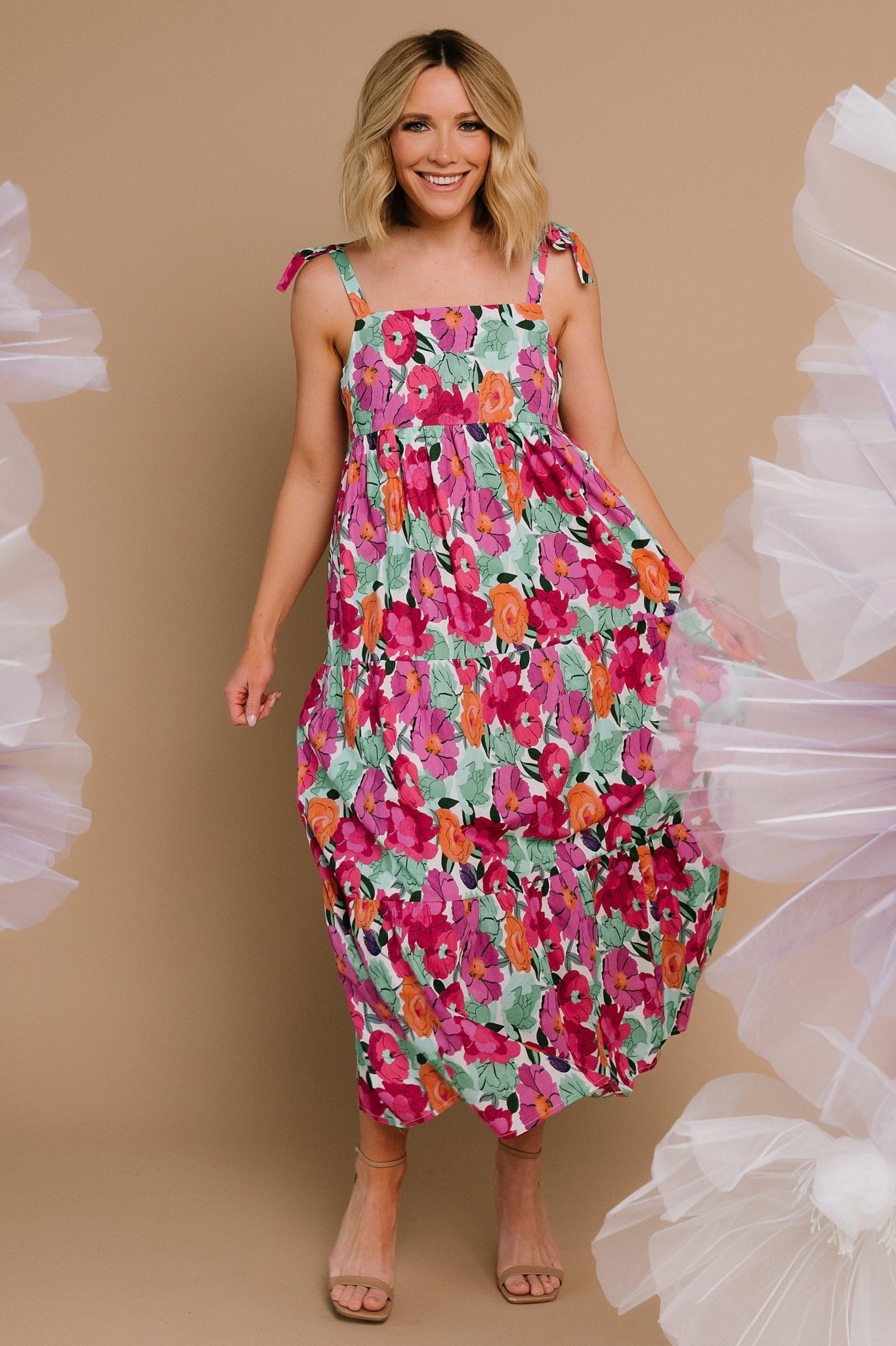 Lakewood Tie Dress | Pink Multi - Baltic Born