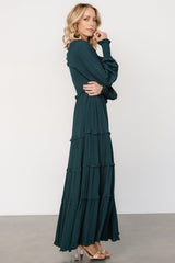 Lana Smocked Maxi Dress | Dark Green - Baltic Born
