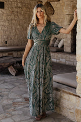 Leslie Velvet Maxi Dress | Sage + Silver - Baltic Born