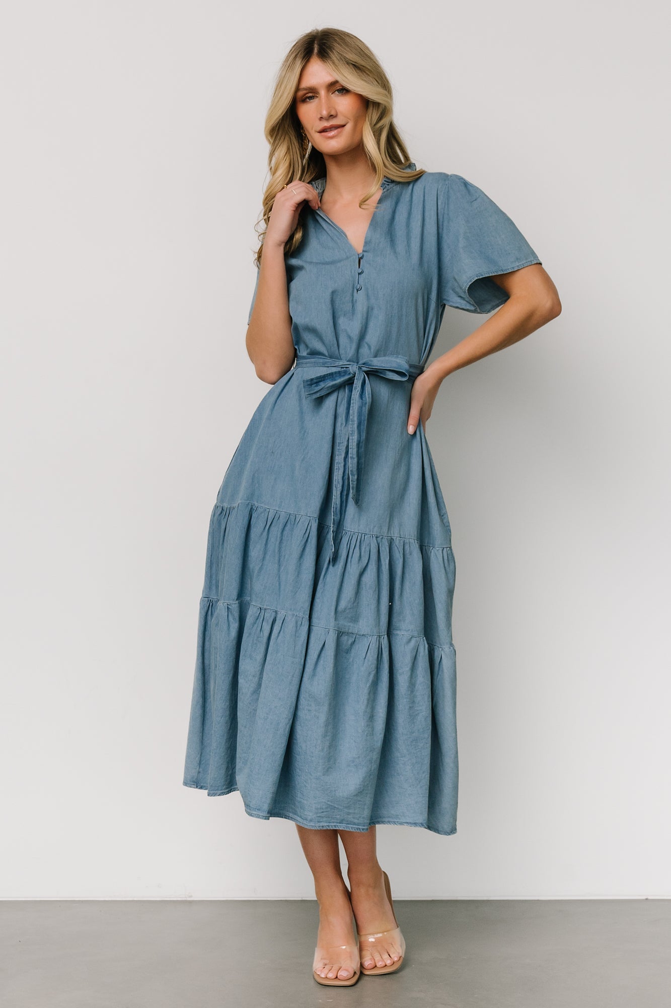 Lisa Midi Dress | Chambray - Baltic Born
