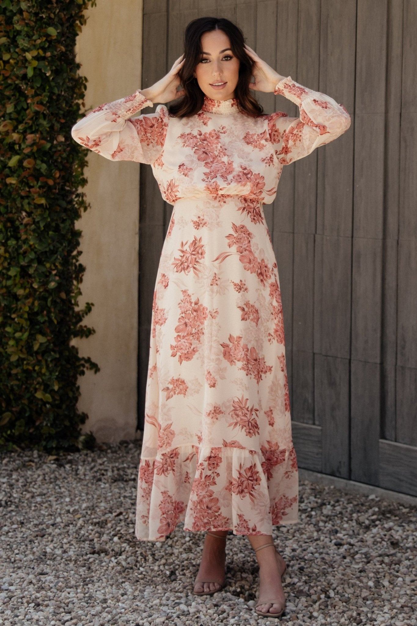 Luciana Maxi Dress | Beige + Rose - Baltic Born