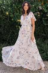 Lynlee Metallic Maxi Dress | Off White Print - Baltic Born