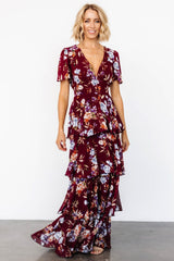 Montaigne Ruffle Maxi Dress | Mulberry Floral - Baltic Born
