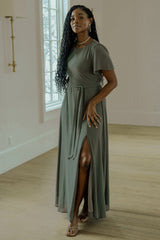 Naomi Short Sleeve Maxi Dress | Dark Sage - Baltic Born