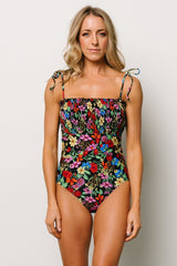 Nikki Smocked One Piece | Black Floral - Baltic Born