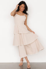 Odette Tiered Dress | Natural + White - Baltic Born