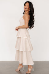 Odette Tiered Dress | Natural + White - Baltic Born
