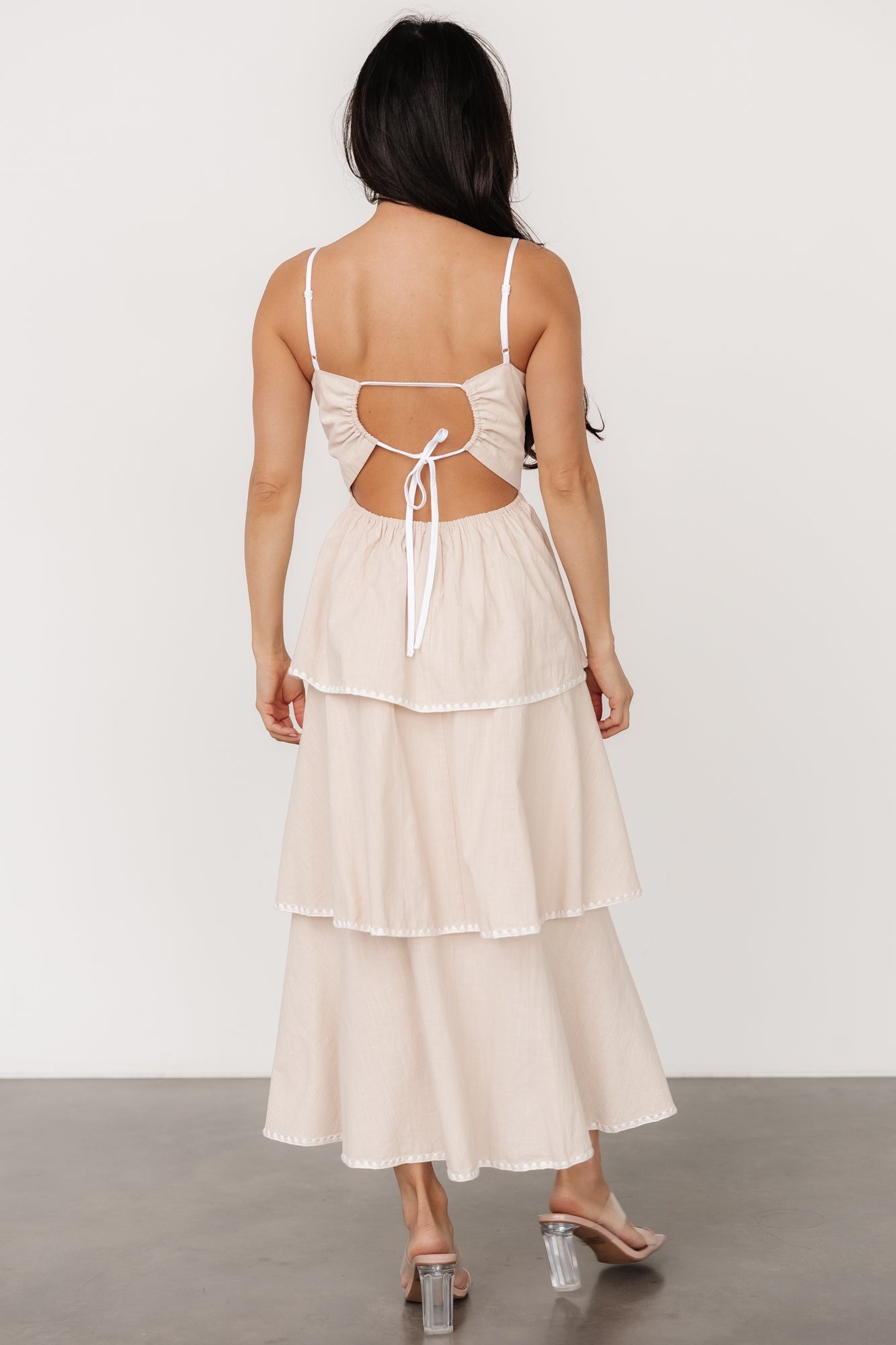 Odette Tiered Dress | Natural + White - Baltic Born