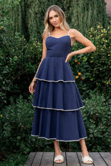 Odette Tiered Dress | Navy + White - Baltic Born