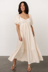 Poppy Midi Dress | Natural + Off White - Baltic Born