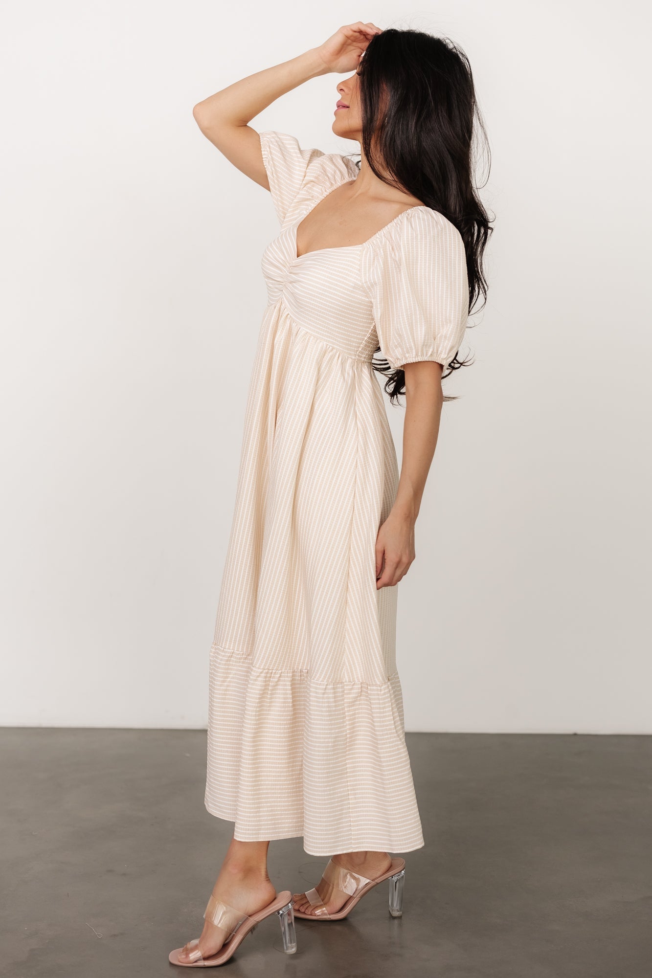Poppy Midi Dress | Natural + Off White - Baltic Born