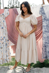 Poppy Midi Dress | Natural + Off White - Baltic Born