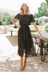 Prim Pleated Dress | Black Print - Baltic Born