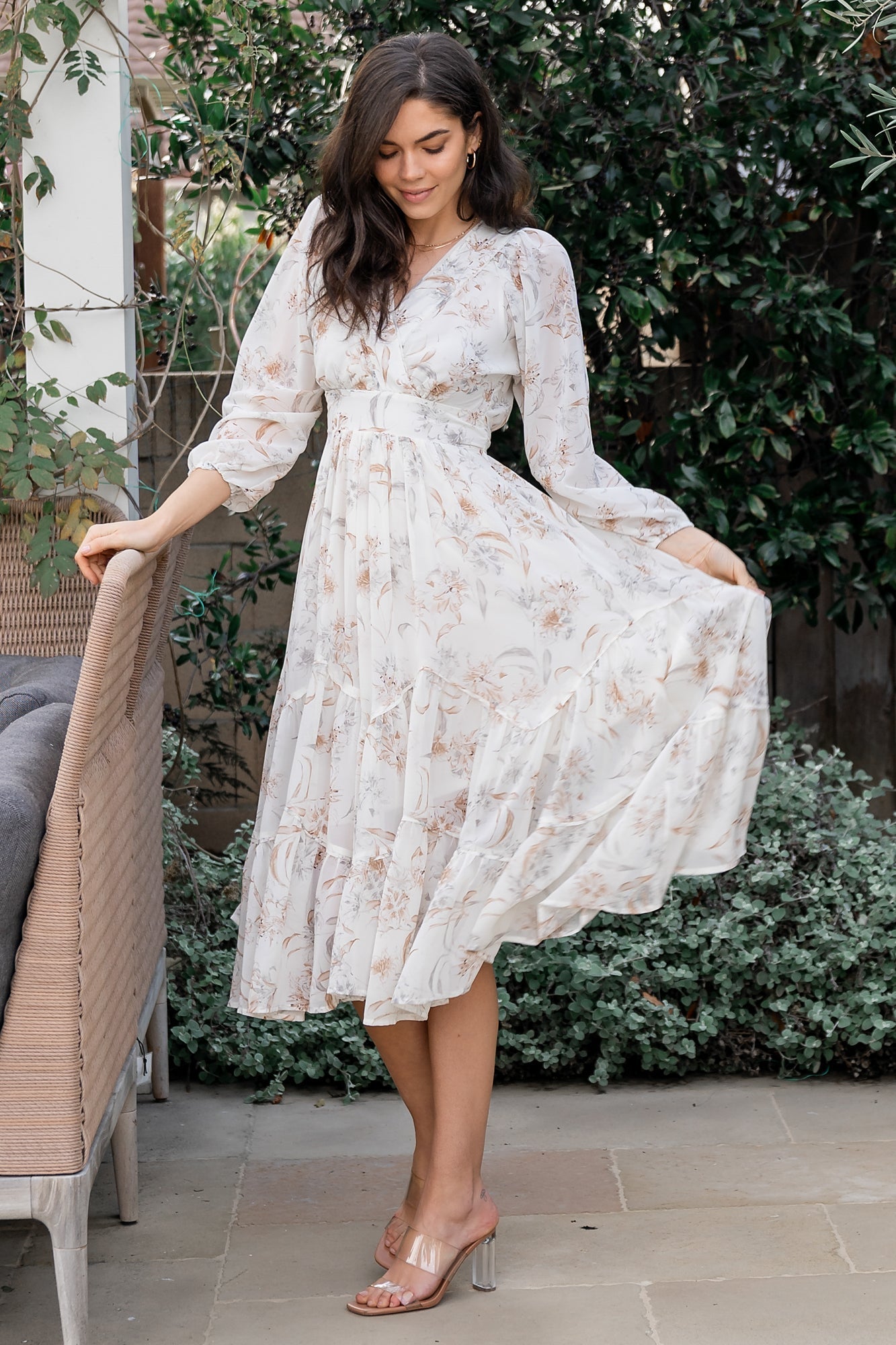 Raven Midi Dress | Off White Floral - Baltic Born