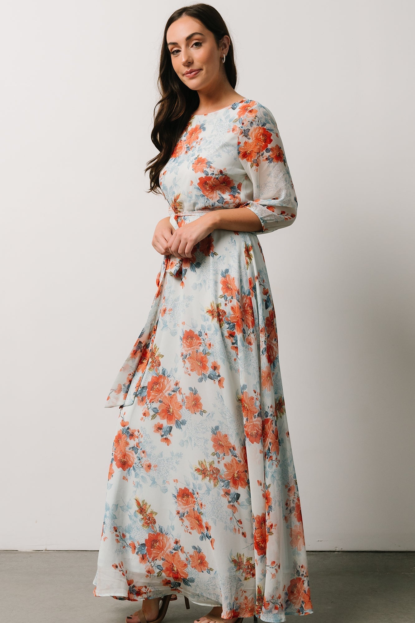 Rebecca Maxi Dress | Blue + Coral Blossom - Baltic Born
