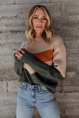 Rowen Color Block Sweater | Natural + Green - Baltic Born