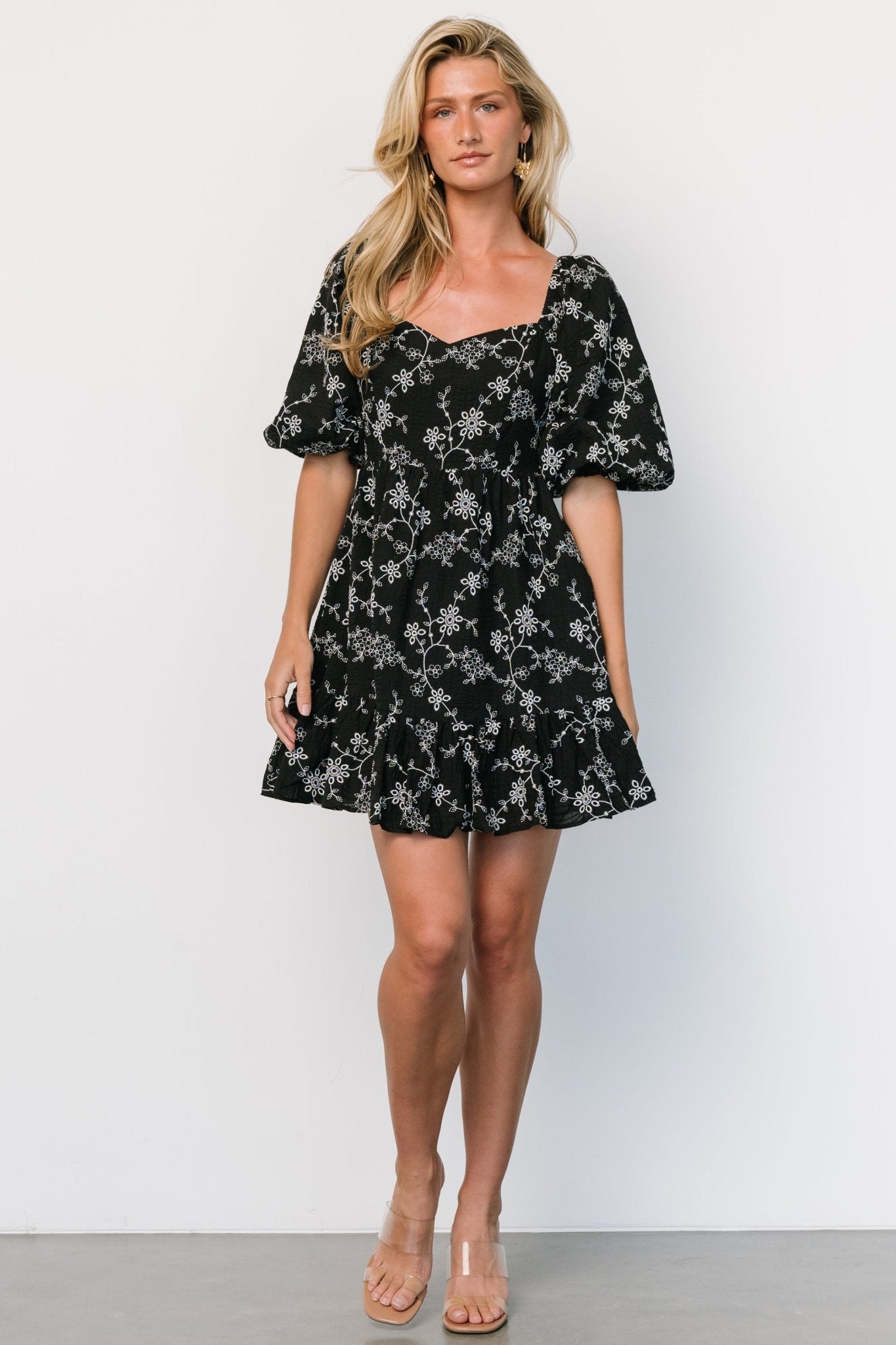 Serres Eyelet Mini Dress | Black + White - Baltic Born