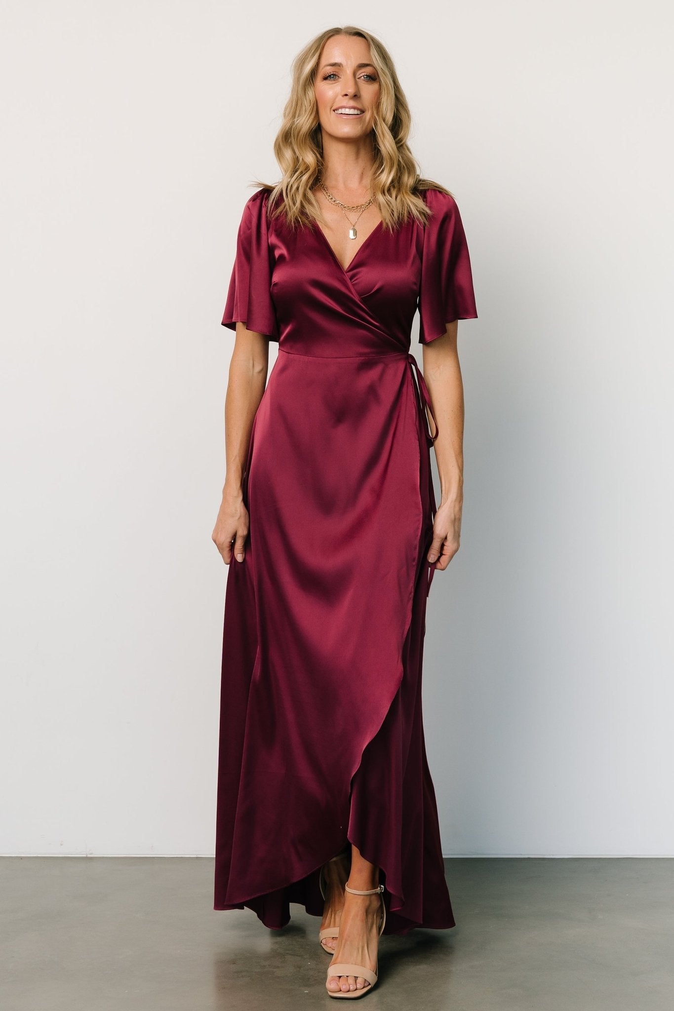 Vara Satin Maxi Wrap Dress | Mulberry - Baltic Born